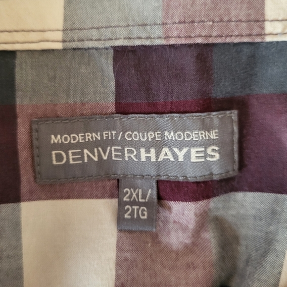 Denver Hayes Burgundy and White Plaid Shirt, Size 2XL - Picture 3 of 4